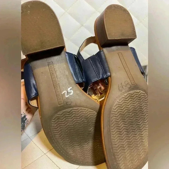 Tommy Hilfiger Leather Gold Logo Navy  Nautical Wedge Heel  Sandal - Picture 8 of 8